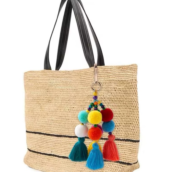 Bohe Plush Pompom Ball Keycahin Handmade Tassels Key Chain Purse Bag Charm - Picture 6 of 6